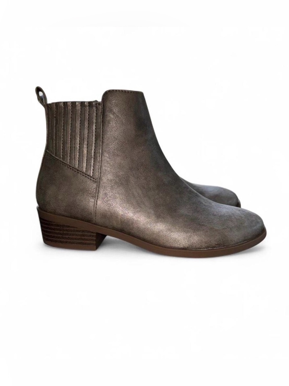 NWT Wonder Nation Girls Metallic Taupe Chelsea Ankle Boots Size 3